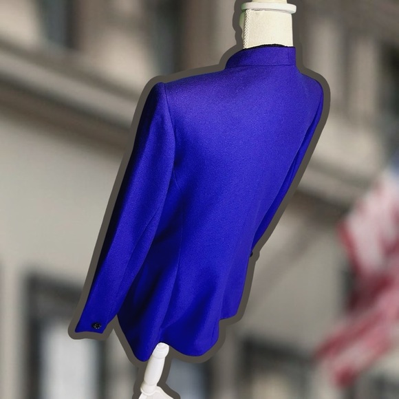 John Meyer of Norwich Vintage Indigo Purple & Black Brocade Sequin Wool Blazer - Picture 9 of 16